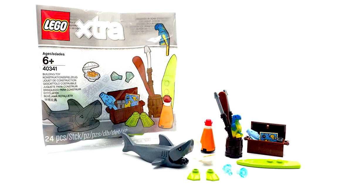 Lego Xtra Sea Accessories 40341 New Polybag 24pc Ocean Fish Clam Parrot Chest
