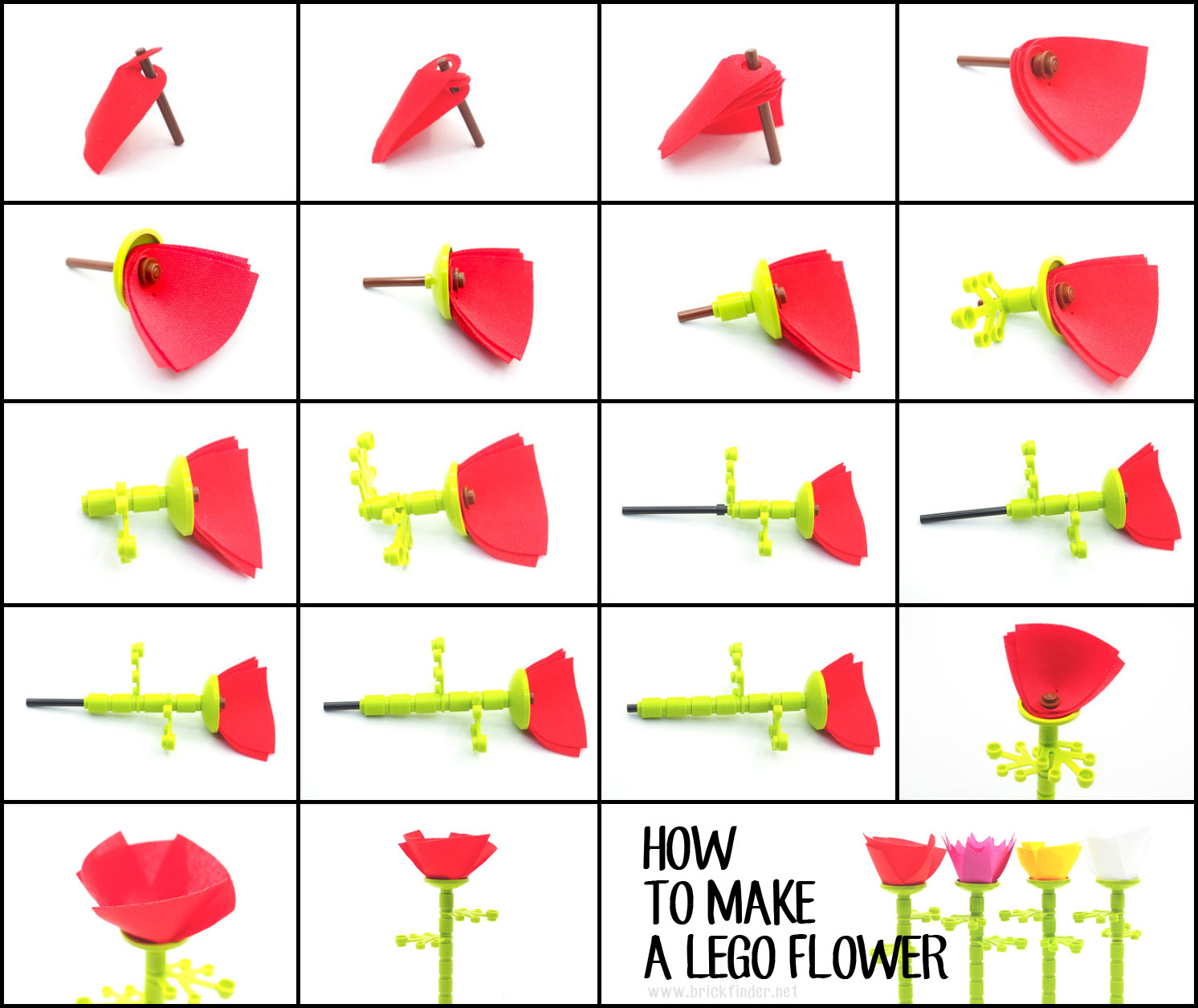 Brickfinder LEGO Flower Instructions