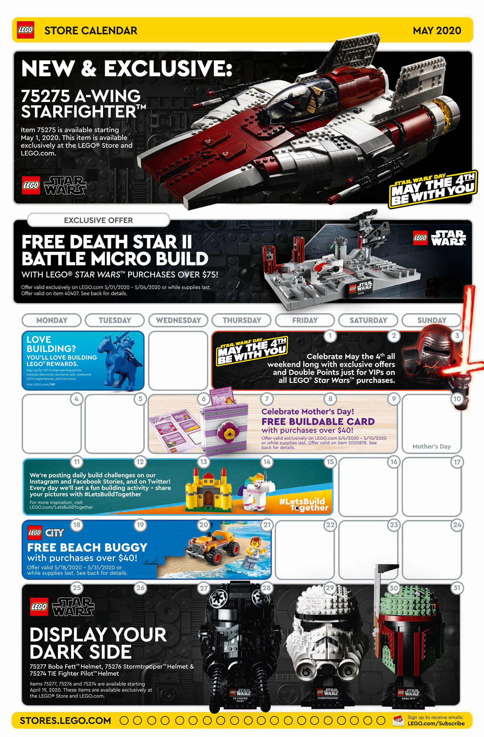 Brickfinder LEGO Brand Store Calendar May 2020 Promotions!