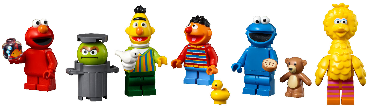 All the minifigures from the 123 Sesame Street set.